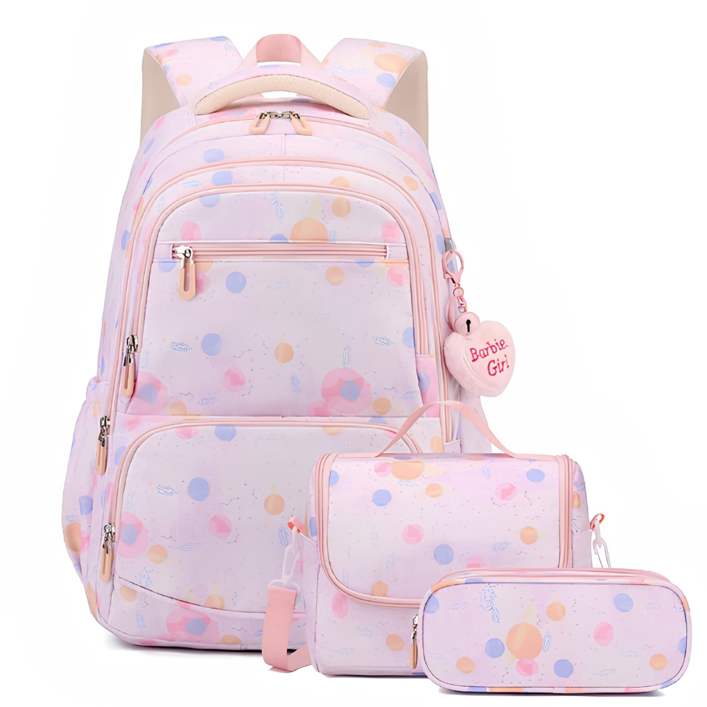 Dreiteiliger Schulrucksack mit Cartoon-Muster