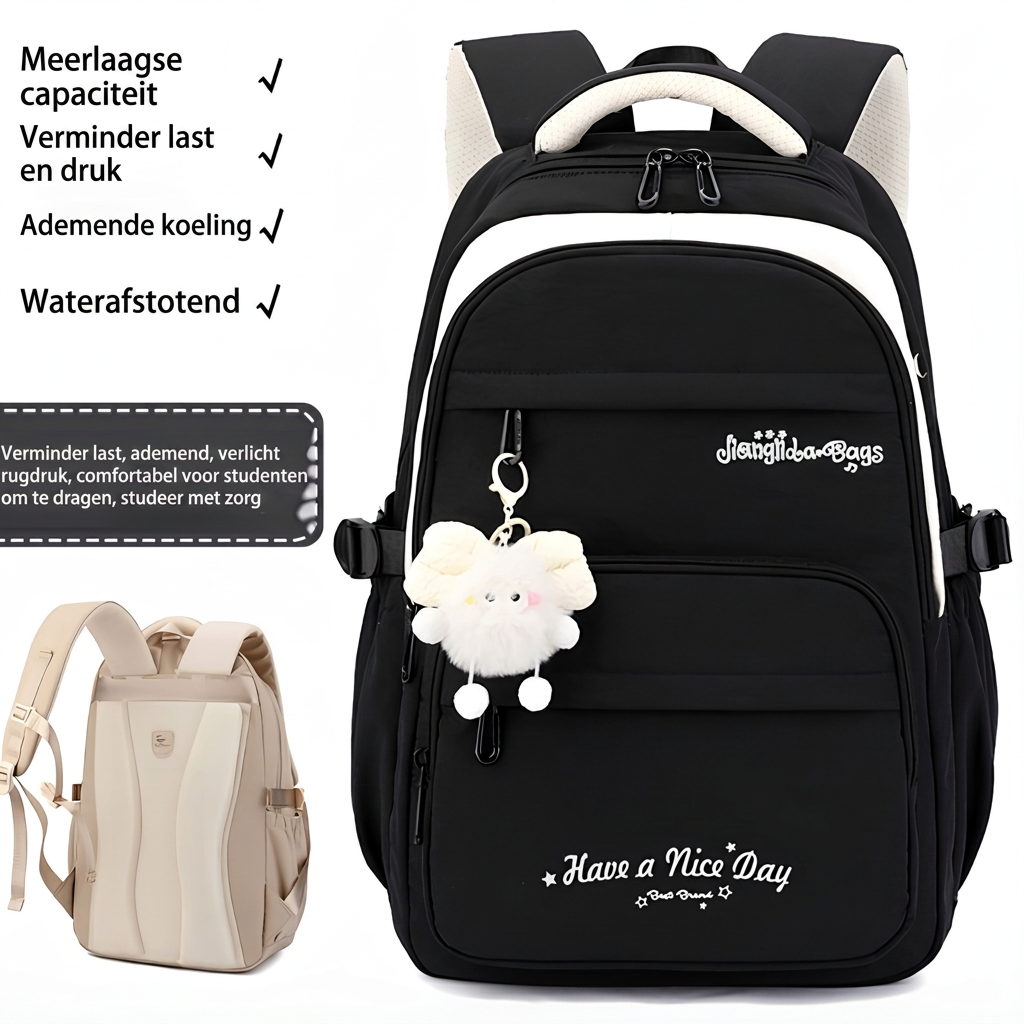 Dreiteiliger Schulrucksack mit Cartoon-Muster