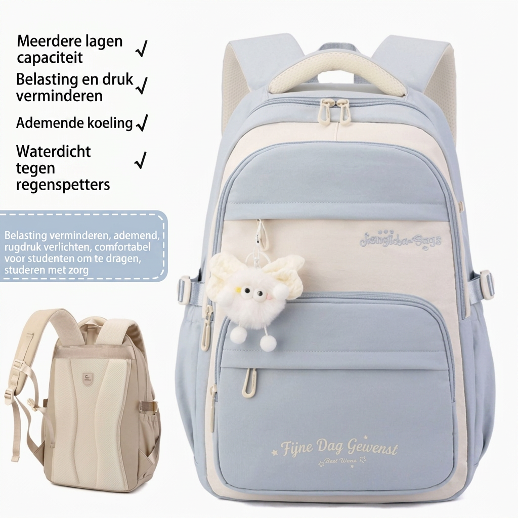 Dreiteiliger Schulrucksack mit Cartoon-Muster