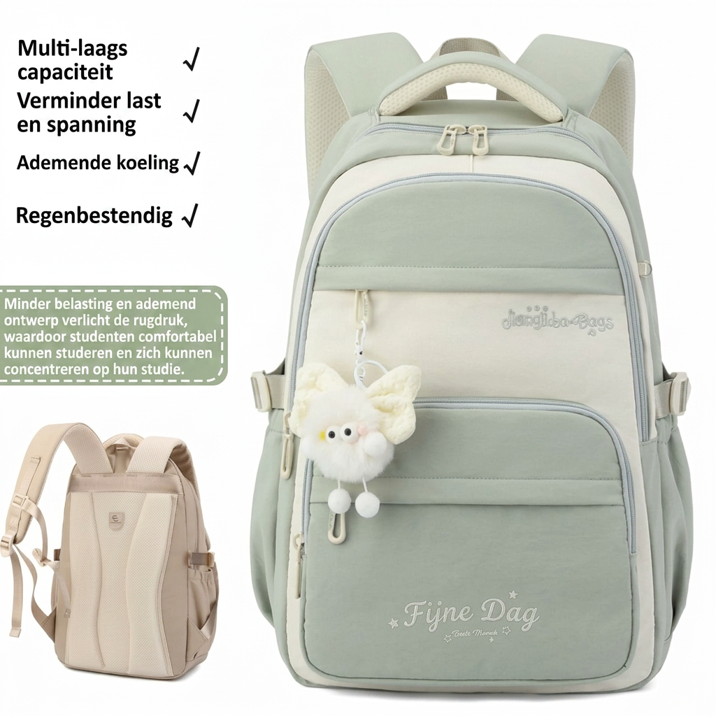 Dreiteiliger Schulrucksack mit Cartoon-Muster