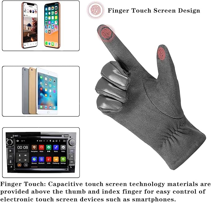 Winterhandschuhe aus Spaltleder mit Touchscreen-Funktion