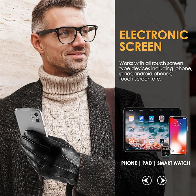 Winterhandschuhe aus Spaltleder mit Touchscreen-Funktion