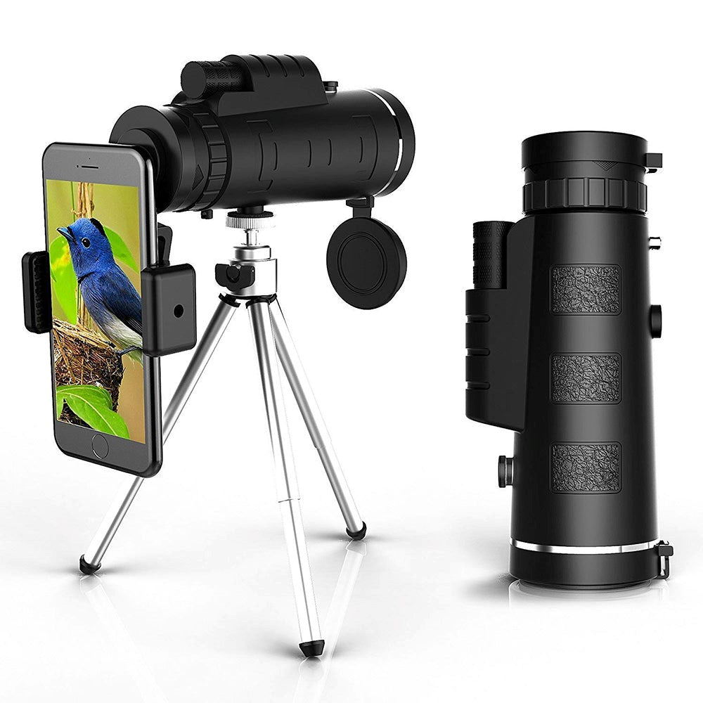 HD-Monokular-Fernrohr – leistungsstarkes, wasserdichtes Teleskop mit Smartphone-Halterung und Stativ