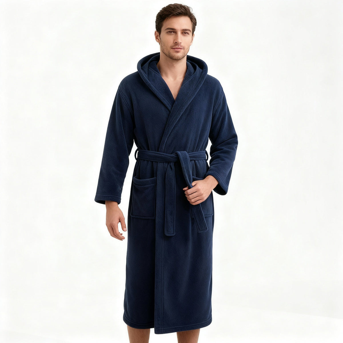 Herren-Bademantel mit Kapuze aus wärmendem High-Loft-Fleece