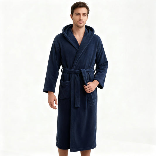 Herren-Bademantel mit Kapuze aus wärmendem High-Loft-Fleece