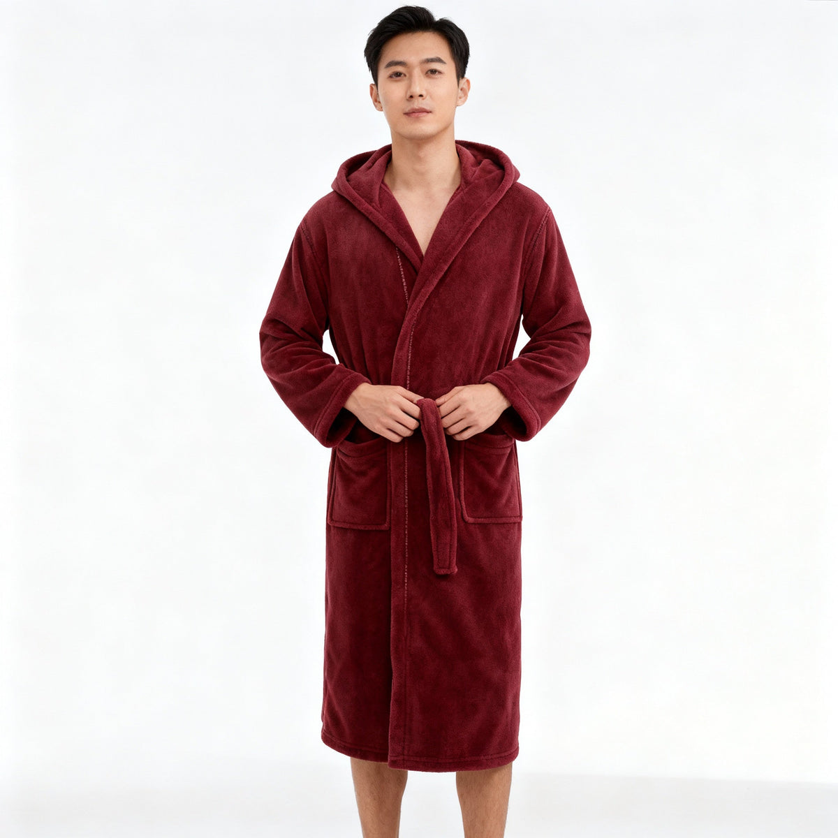 Herren-Bademantel mit Kapuze aus wärmendem High-Loft-Fleece