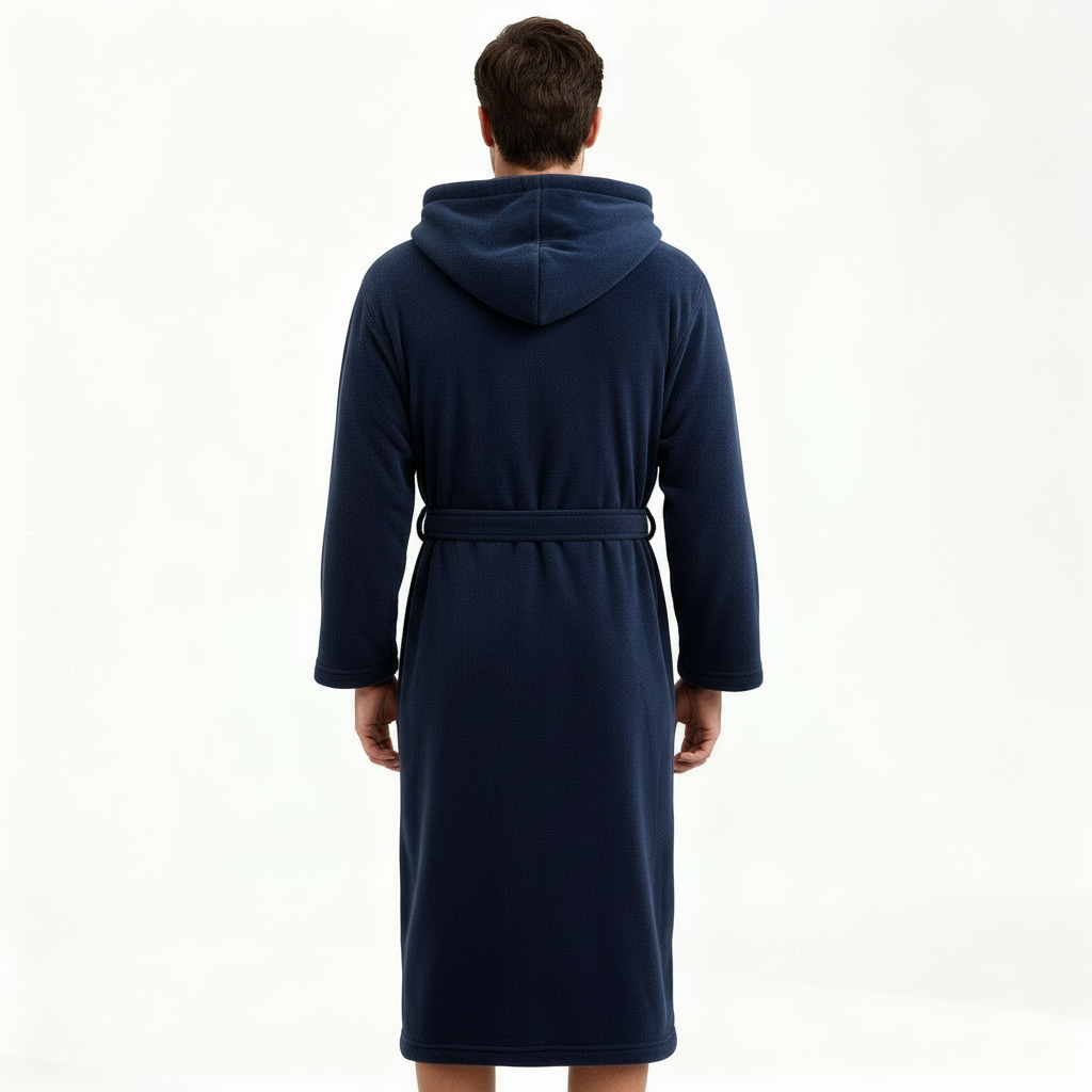Herren-Bademantel mit Kapuze aus wärmendem High-Loft-Fleece