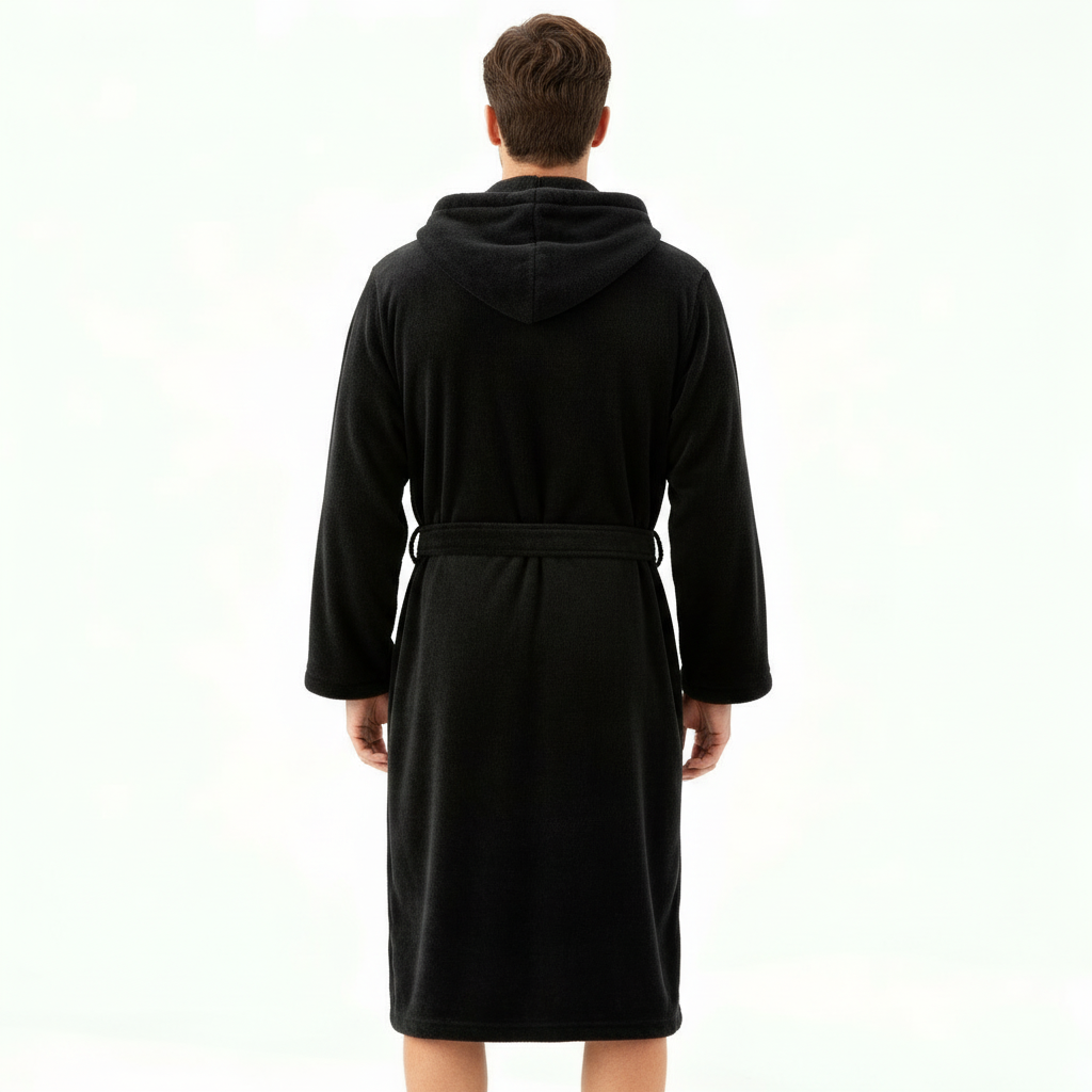 Herren-Bademantel mit Kapuze aus wärmendem High-Loft-Fleece