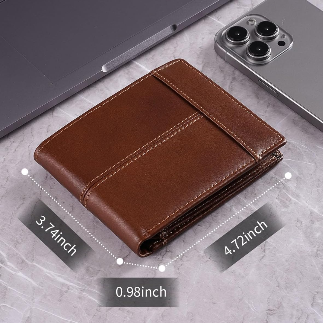 Herren-Bifold-Portemonnaie aus Premium-Leder mit RFID-Schutz