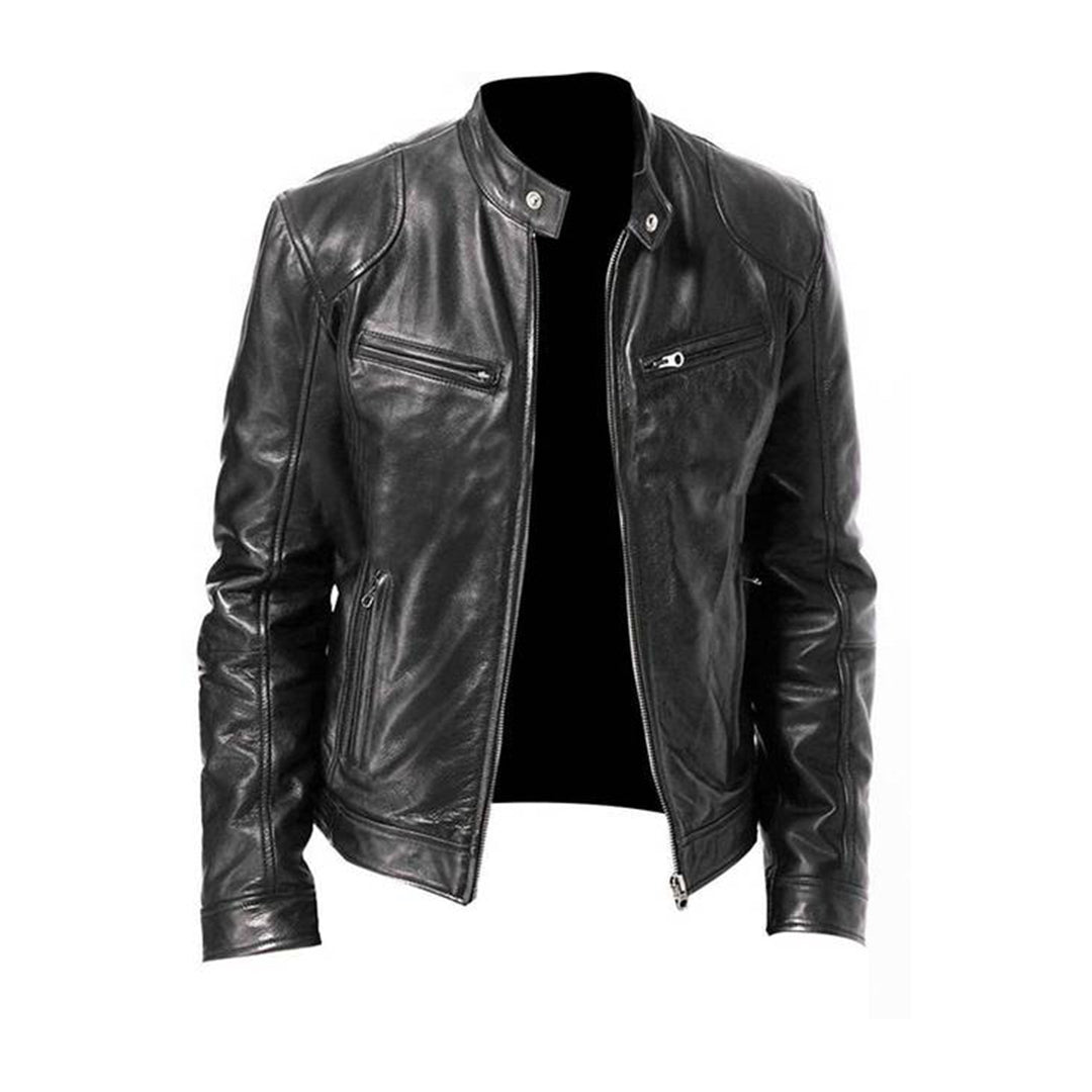 Herren-Motorradjacke mit Reissverschlusstaschen