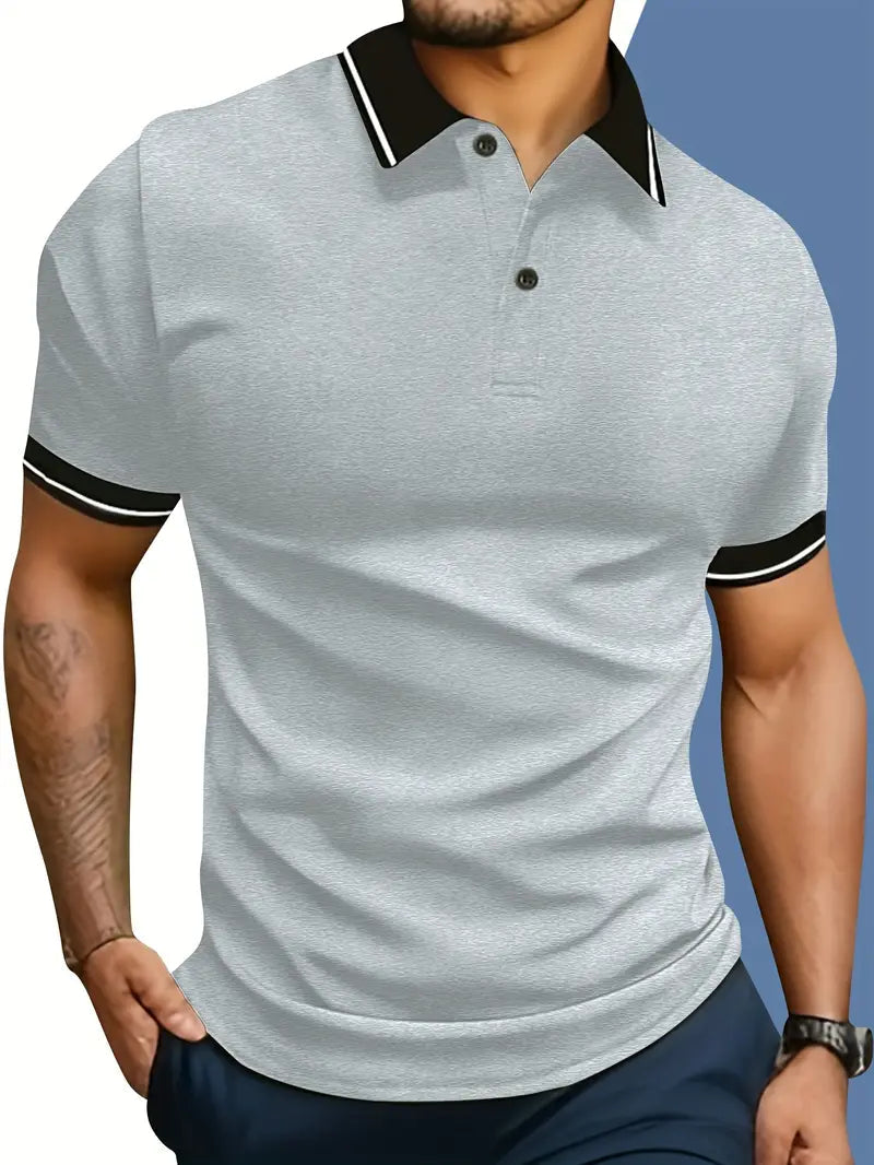 Herren-Poloshirt mit Kontrastpaspelierung