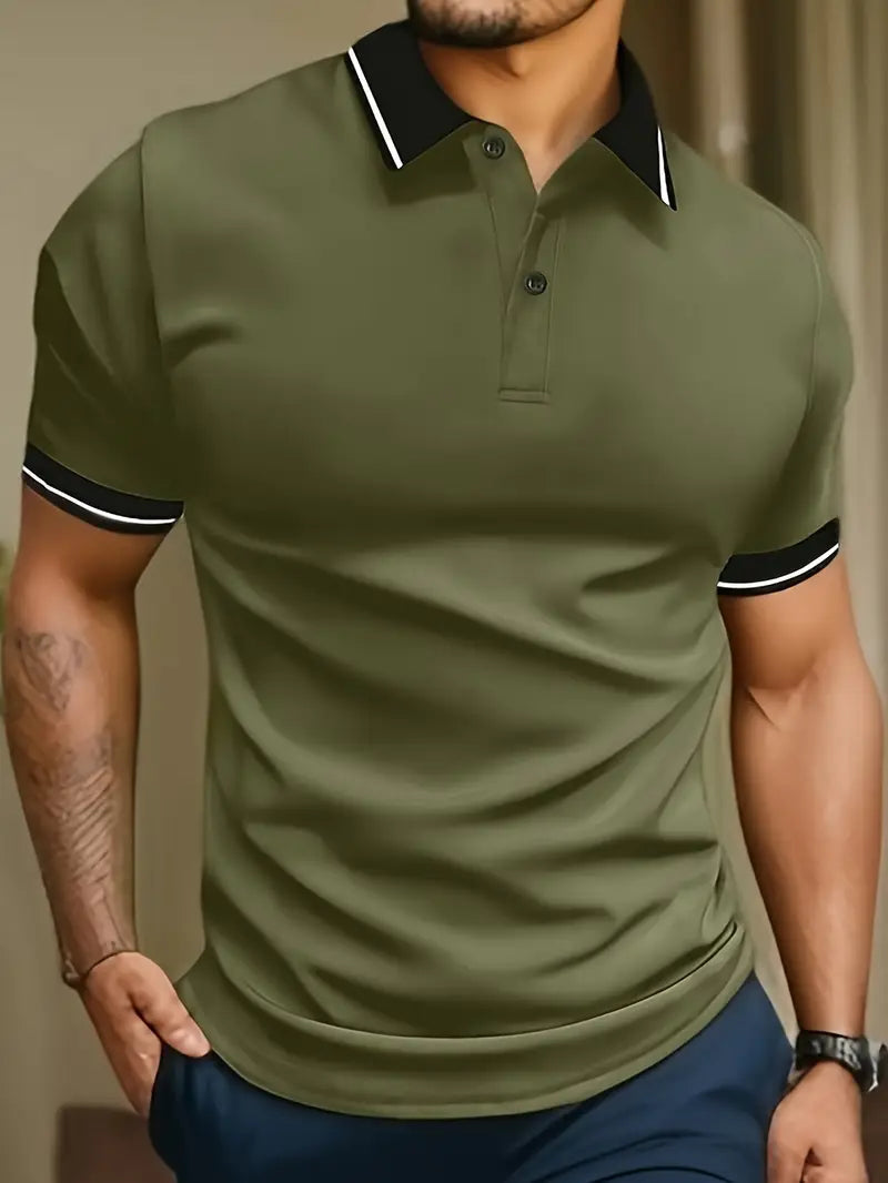 Herren-Poloshirt mit Kontrastpaspelierung