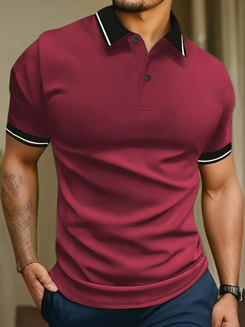 Herren-Poloshirt mit Kontrastpaspelierung