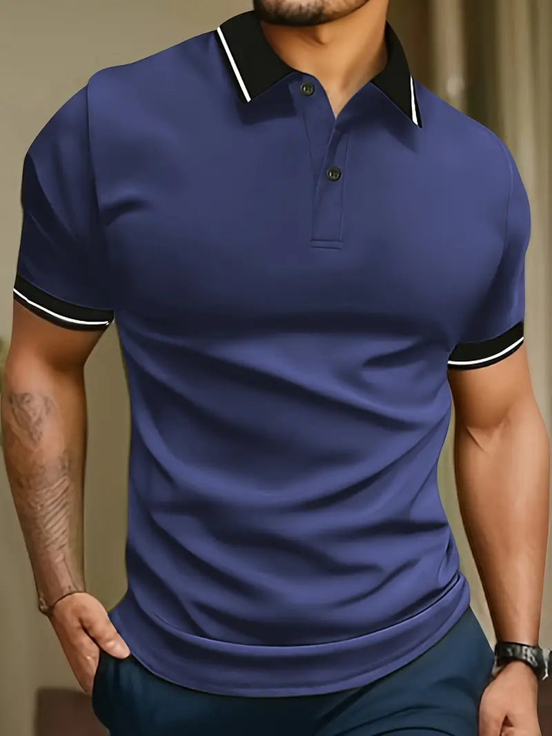 Herren-Poloshirt mit Kontrastpaspelierung