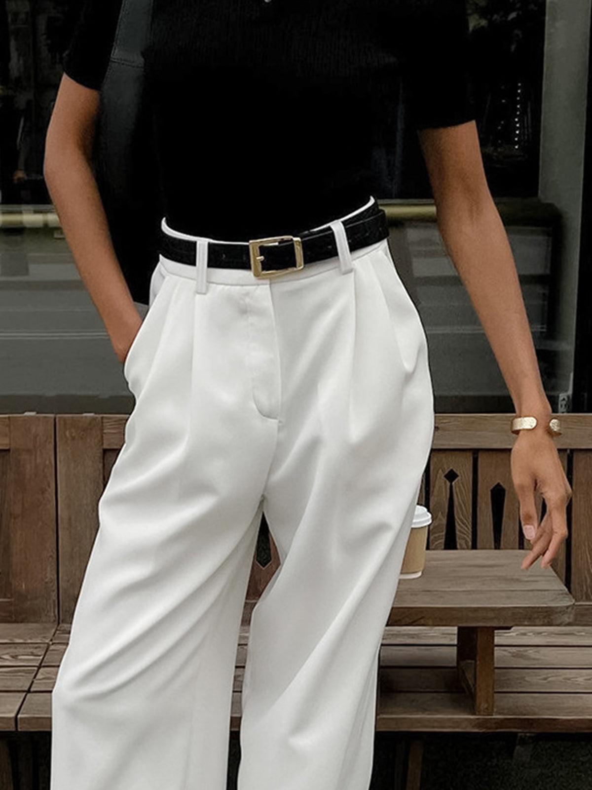High-Waist-Bundfaltenhose mit weitem Bein für Damen