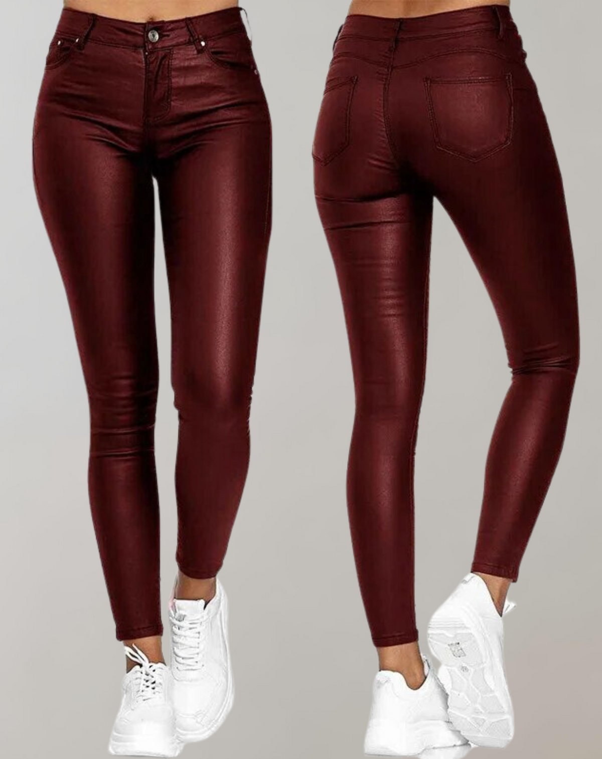 High-Waist-Kunstlederhose für einen eleganten Look