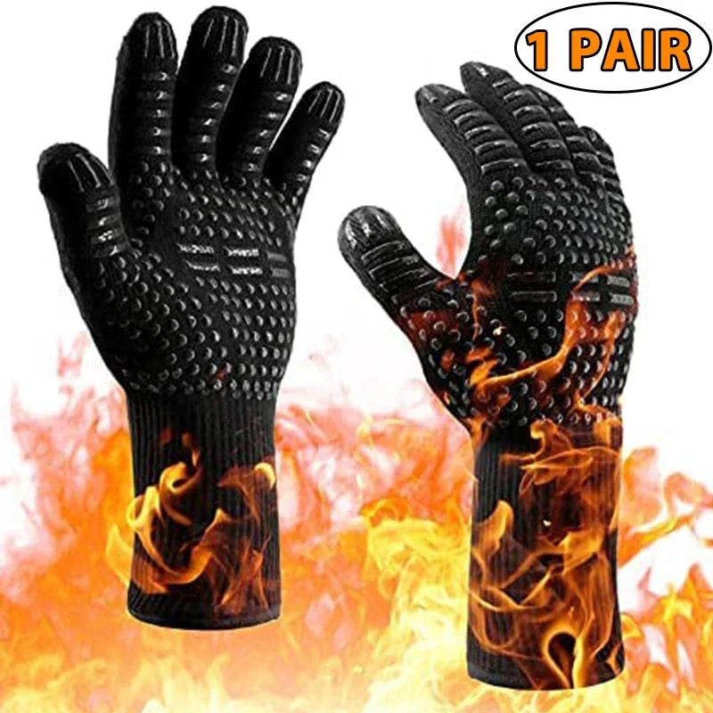 Hitzebeständiger Grillhandschuh | Silikon und Baumwolle | Rutschfest und feuerfest bis 800 °C | Für Grill, Ofen und BBQ | 1 Stück