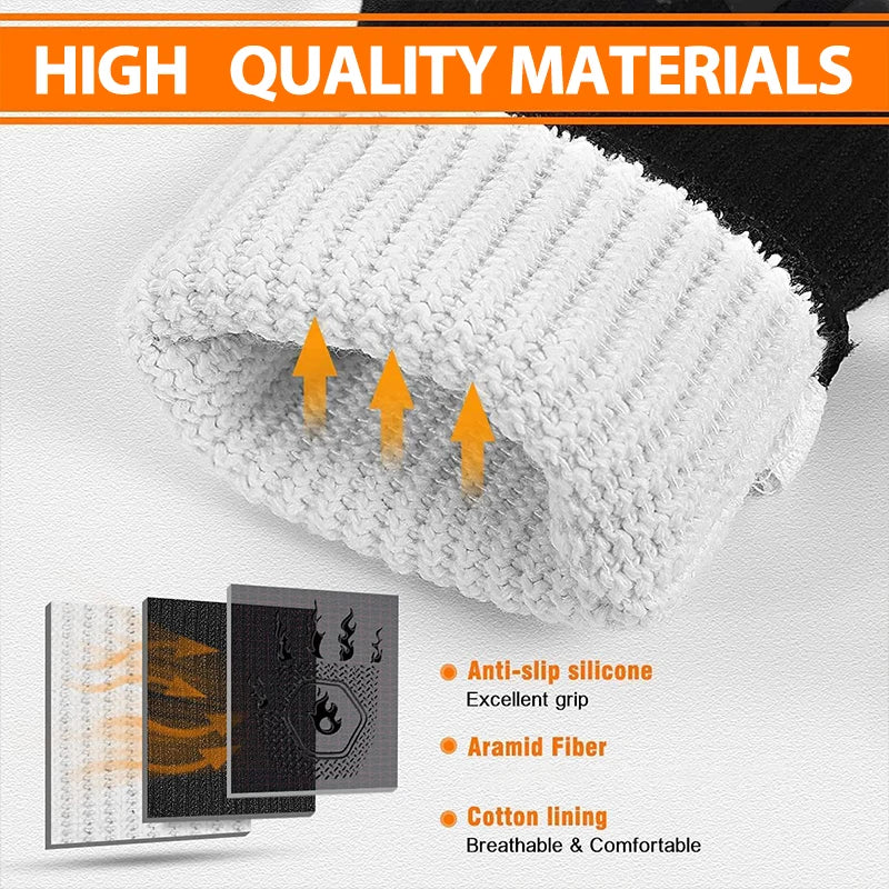 Hitzebeständiger Grillhandschuh | Silikon und Baumwolle | Rutschfest und feuerfest bis 800 °C | Für Grill, Ofen und BBQ | 1 Stück