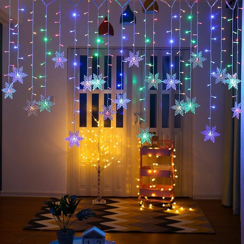 Schneeflocken-LED-Lichtervorhang für drinnen und draussen