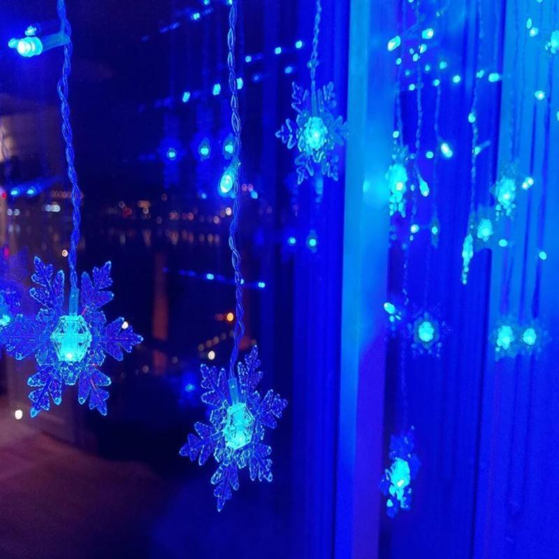 Schneeflocken-LED-Lichtervorhang für drinnen und draussen