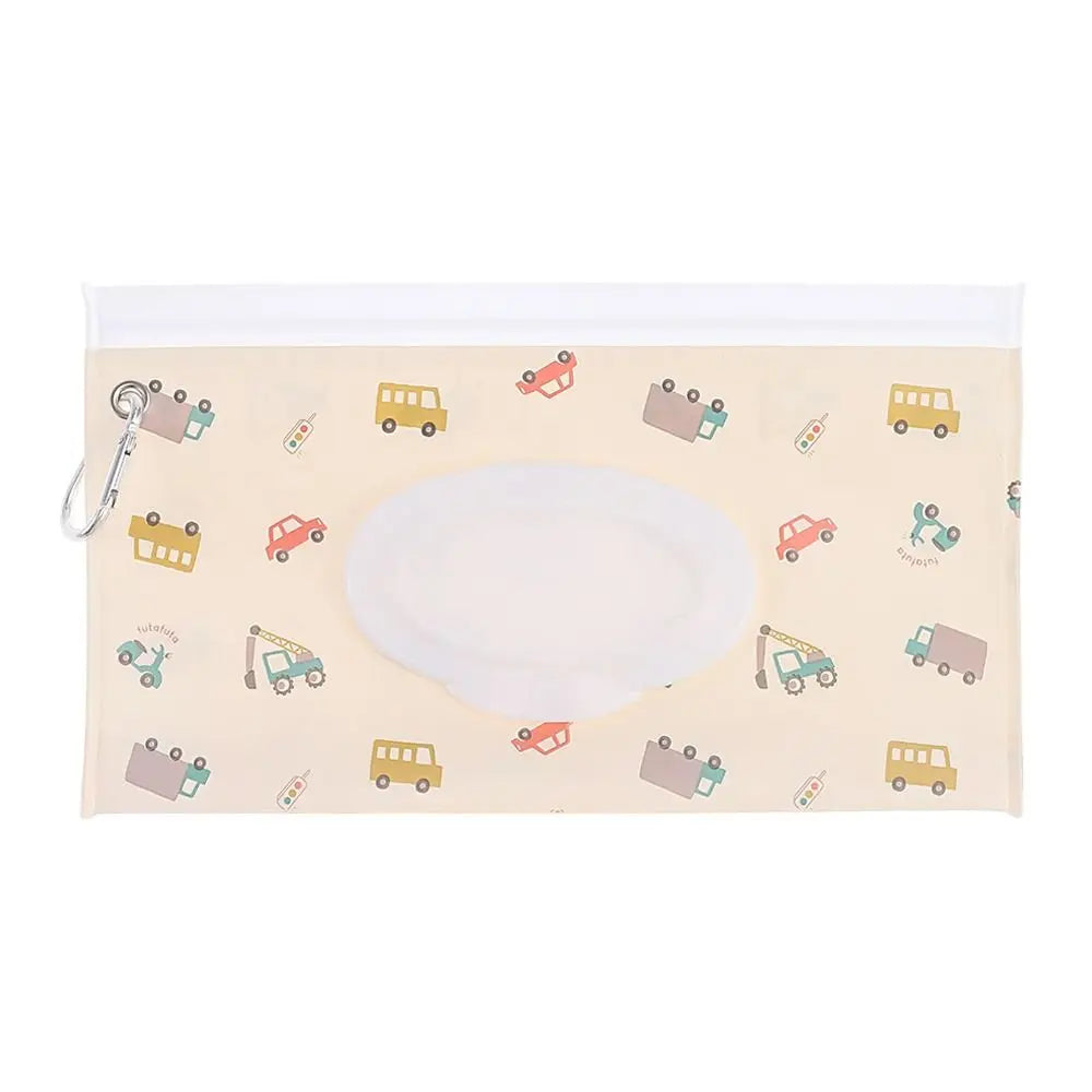 Tragbare Baby-Feuchttüchertasche mit Druckknopfschlaufe und Klappdeckel