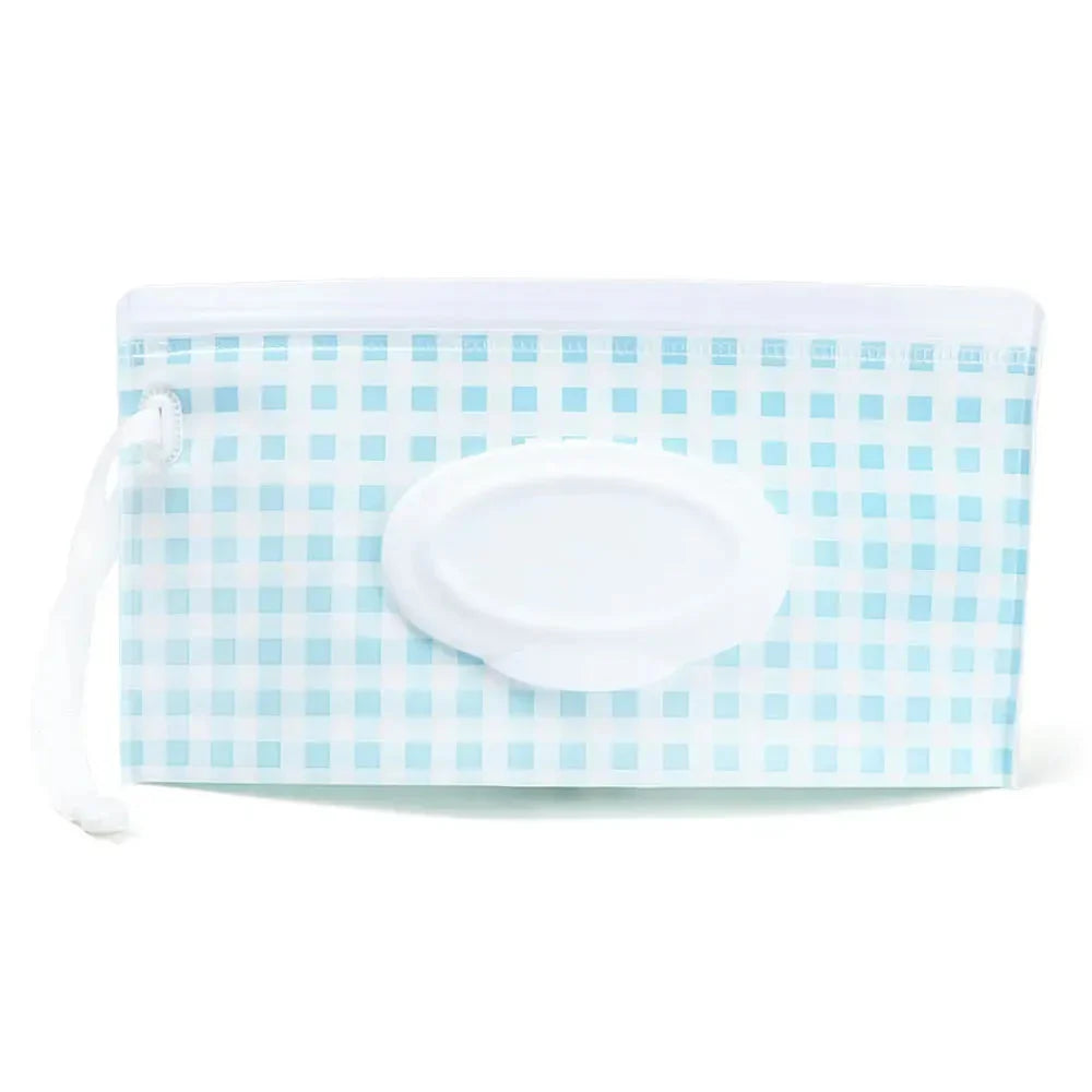 Tragbare Baby-Feuchttüchertasche mit Druckknopfschlaufe und Klappdeckel