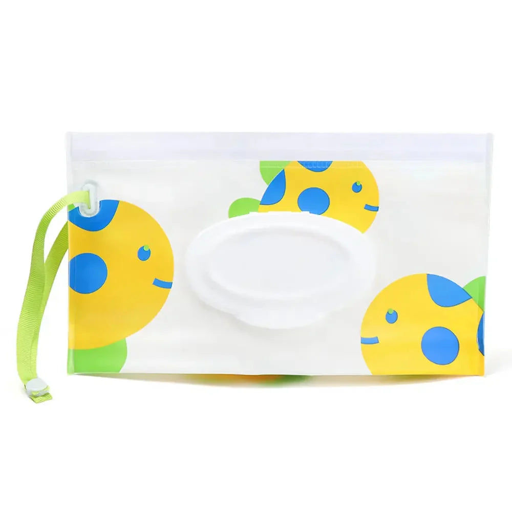 Tragbare Baby-Feuchttüchertasche mit Druckknopfschlaufe und Klappdeckel