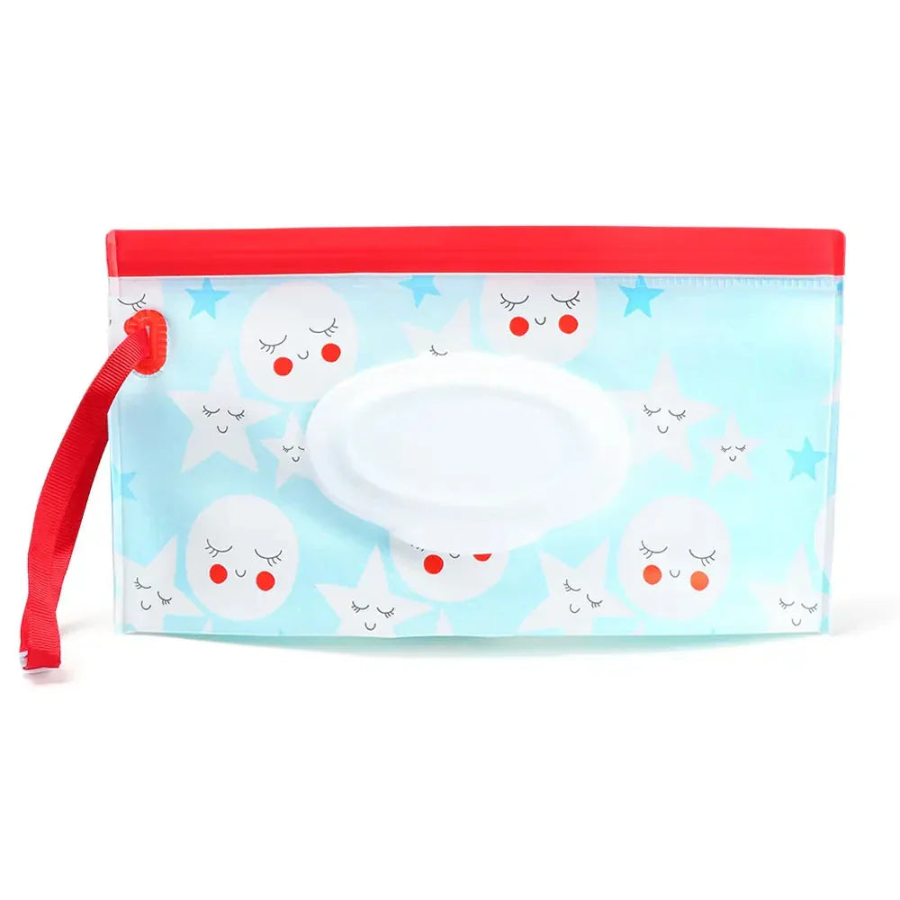 Tragbare Baby-Feuchttüchertasche mit Druckknopfschlaufe und Klappdeckel