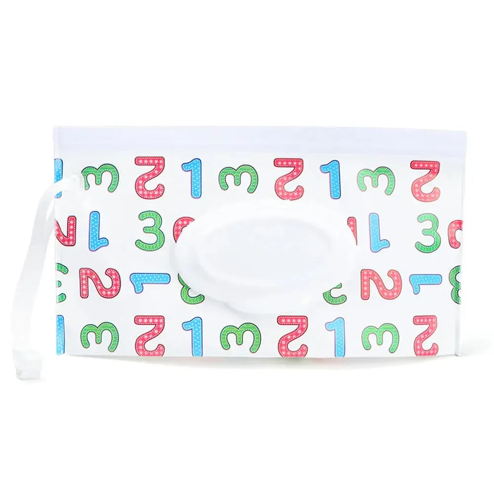 Tragbare Baby-Feuchttüchertasche mit Druckknopfschlaufe und Klappdeckel