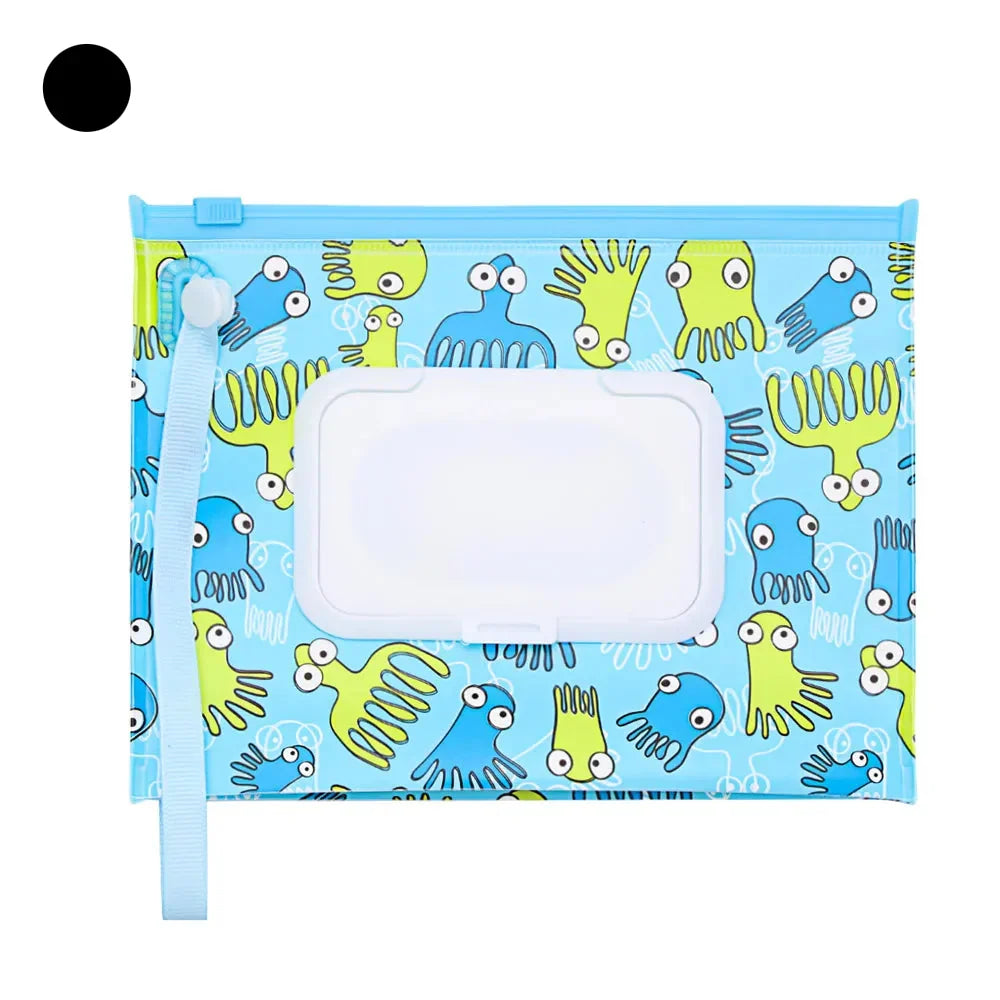 Tragbare Baby-Feuchttüchertasche mit Druckknopfschlaufe und Klappdeckel