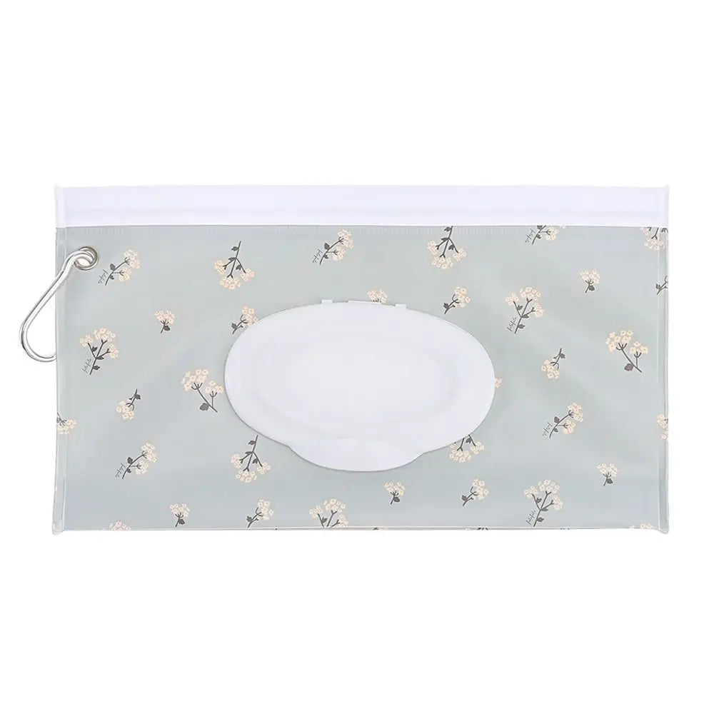 Tragbare Baby-Feuchttüchertasche mit Druckknopfschlaufe und Klappdeckel