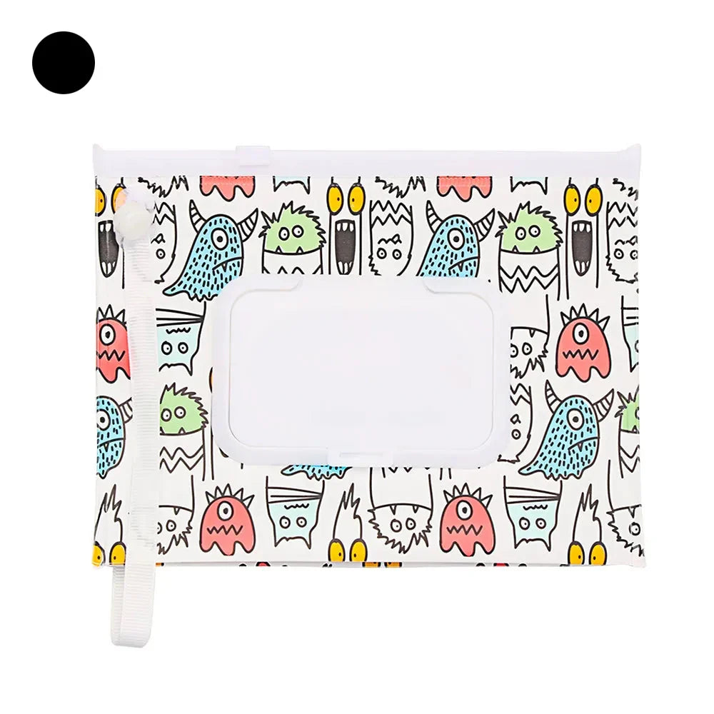 Tragbare Baby-Feuchttüchertasche mit Druckknopfschlaufe und Klappdeckel