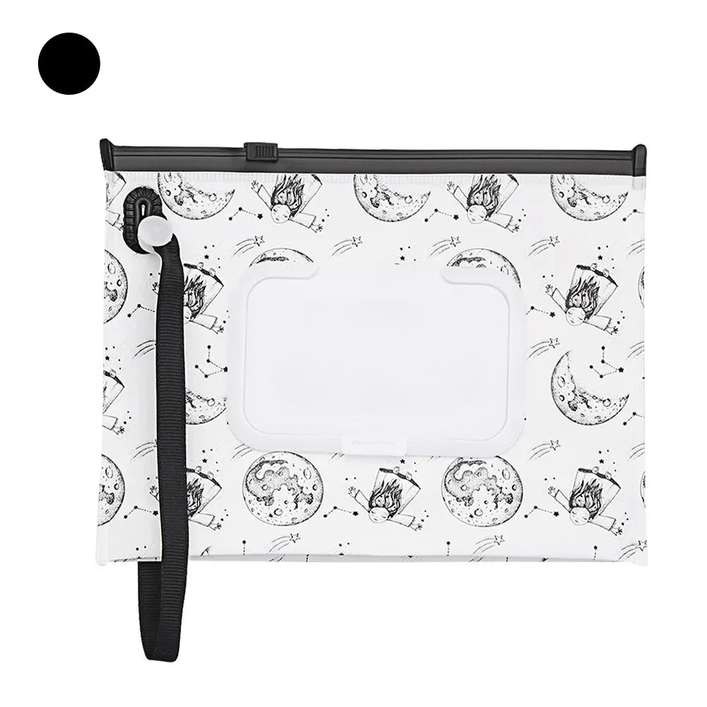 Tragbare Baby-Feuchttüchertasche mit Druckknopfschlaufe und Klappdeckel