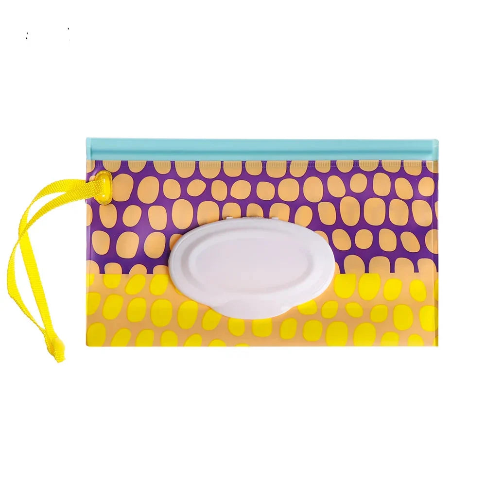 Tragbare Baby-Feuchttüchertasche mit Druckknopfschlaufe und Klappdeckel