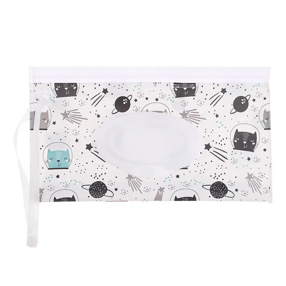 Tragbare Baby-Feuchttüchertasche mit Druckknopfschlaufe und Klappdeckel
