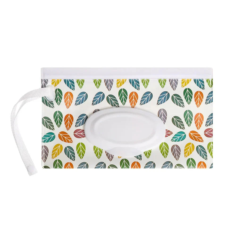 Tragbare Baby-Feuchttüchertasche mit Druckknopfschlaufe und Klappdeckel
