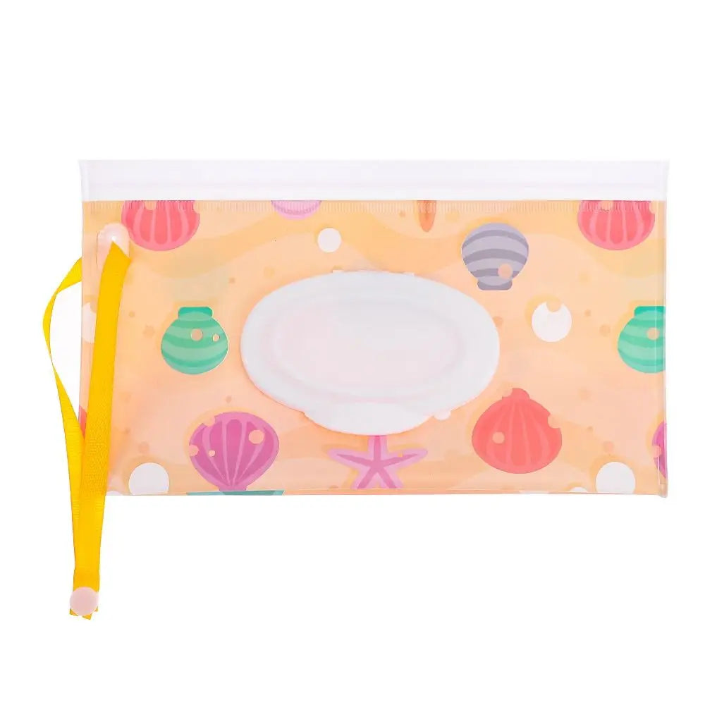 Tragbare Baby-Feuchttüchertasche mit Druckknopfschlaufe und Klappdeckel