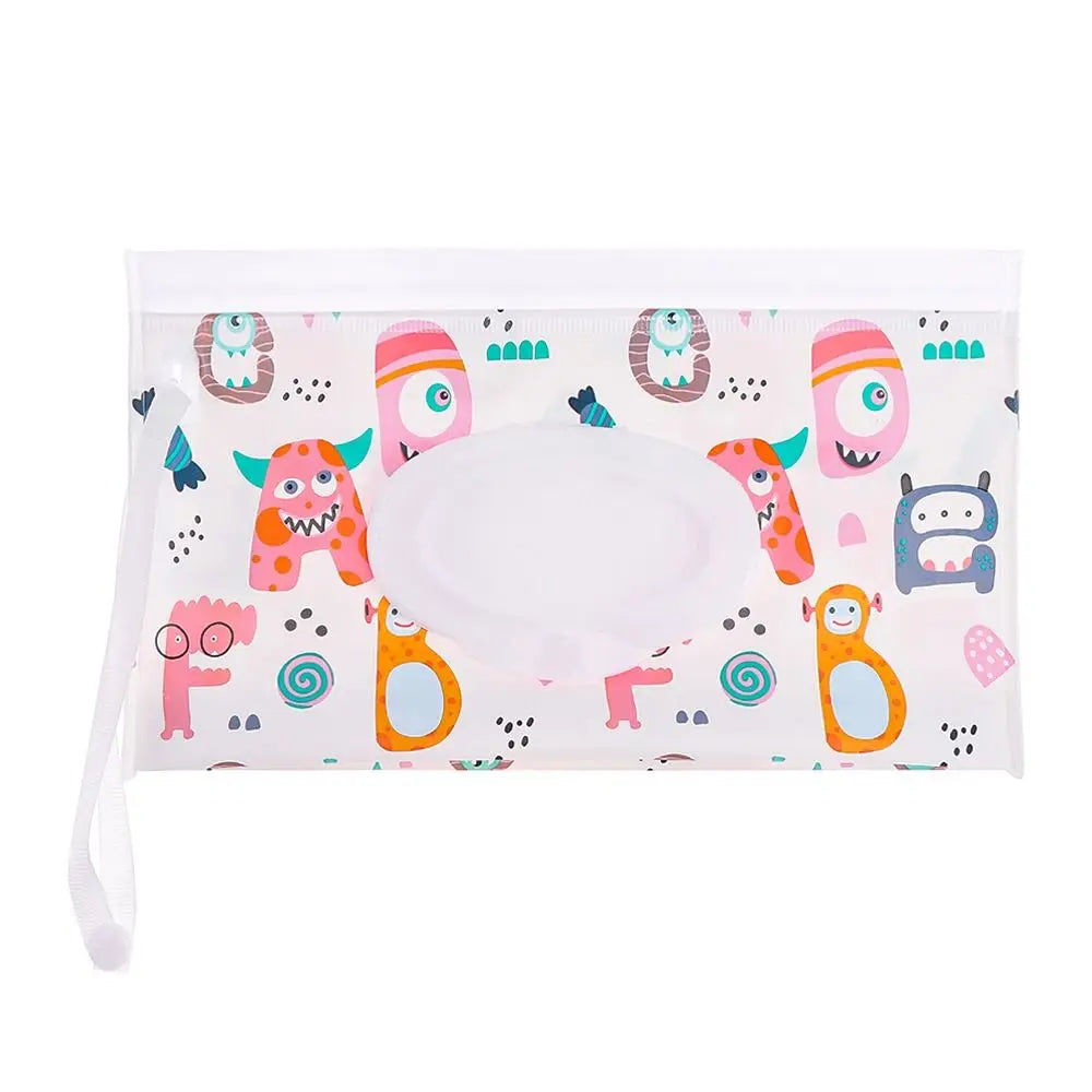 Tragbare Baby-Feuchttüchertasche mit Druckknopfschlaufe und Klappdeckel