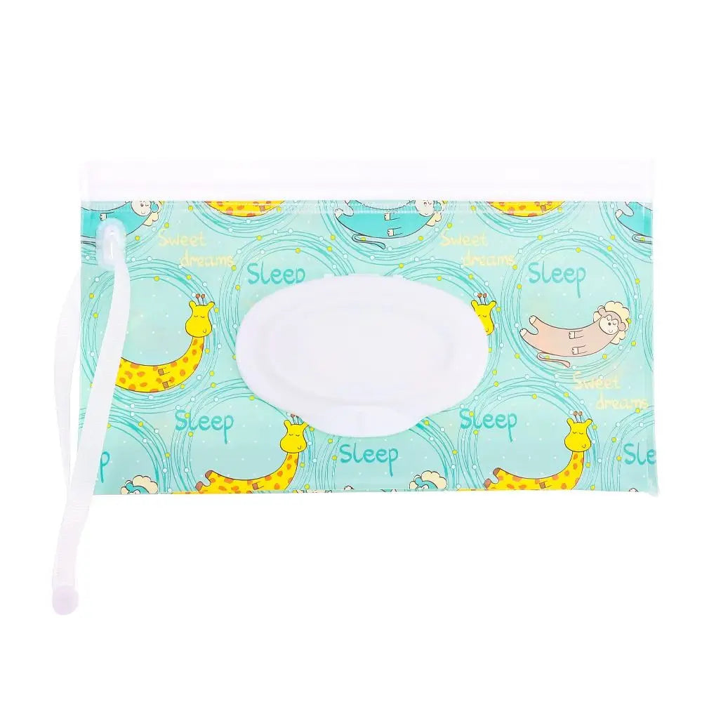 Tragbare Baby-Feuchttüchertasche mit Druckknopfschlaufe und Klappdeckel