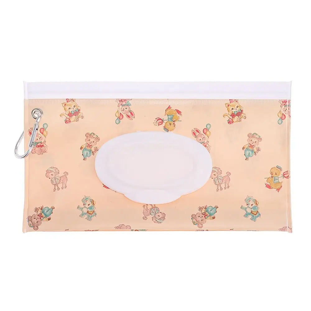 Tragbare Baby-Feuchttüchertasche mit Druckknopfschlaufe und Klappdeckel