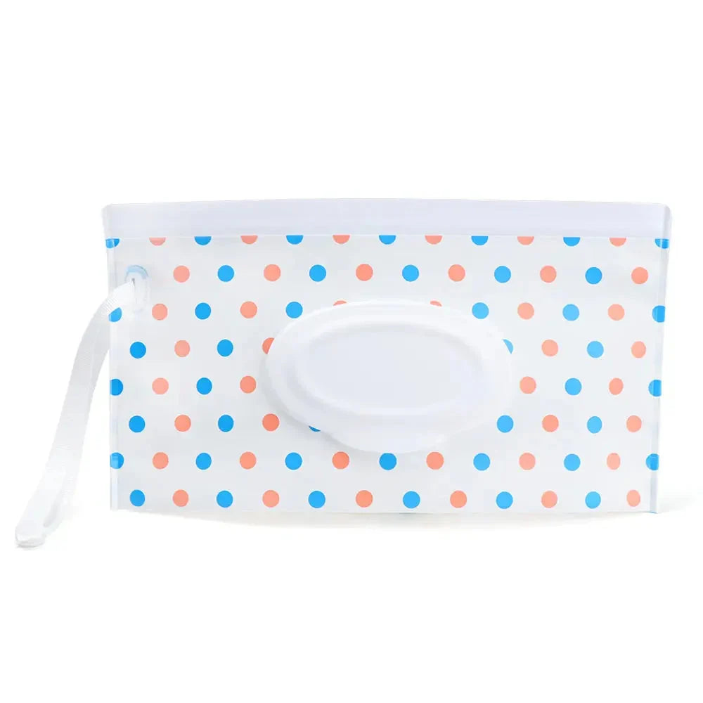 Tragbare Baby-Feuchttüchertasche mit Druckknopfschlaufe und Klappdeckel