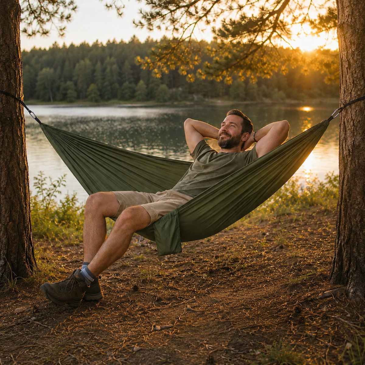 Tragbare Camping-Hängematte mit gerafften Enden