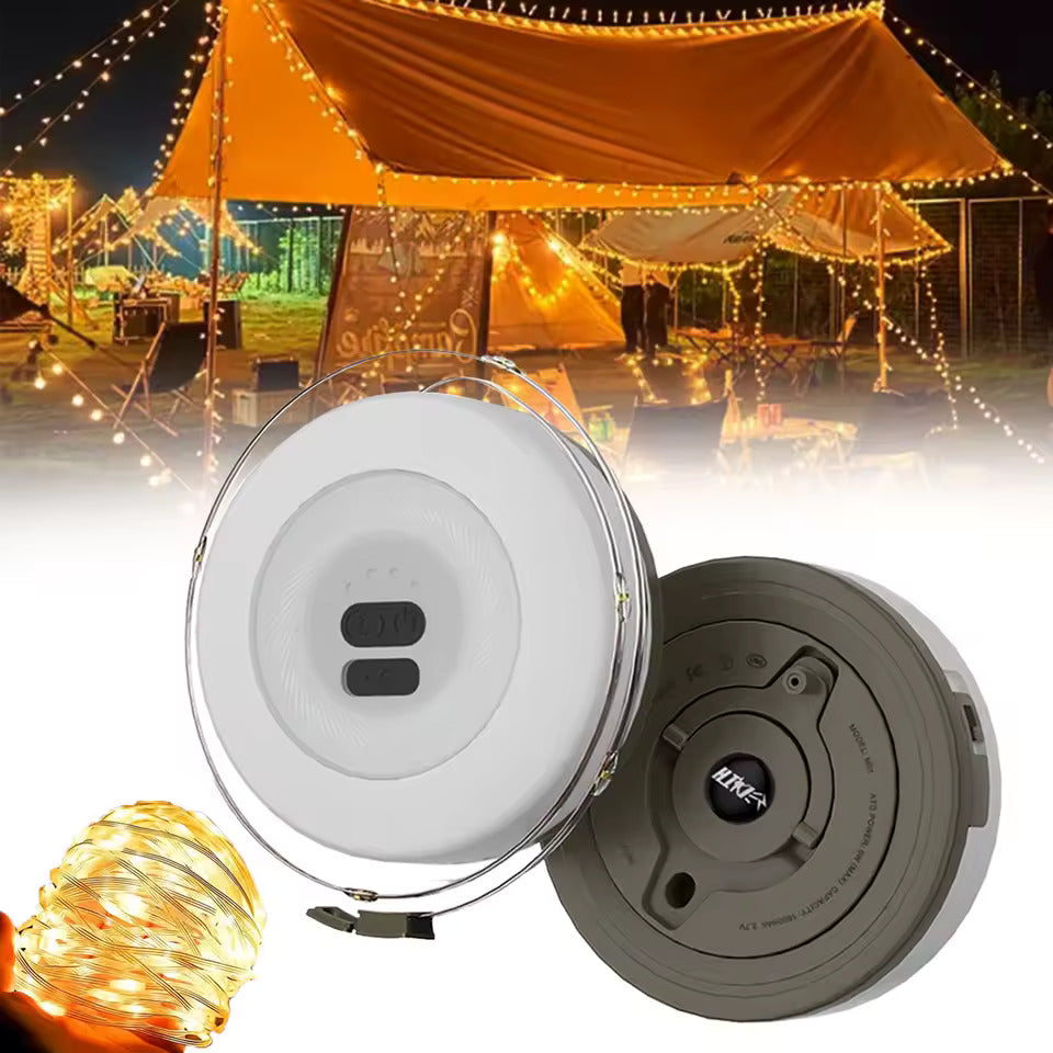 Tragbare LED-Camping-Lichterkette – USB-wiederaufladbare, wasserdichte Lichterkette für den Innen- und Aussenbereich (10 m)