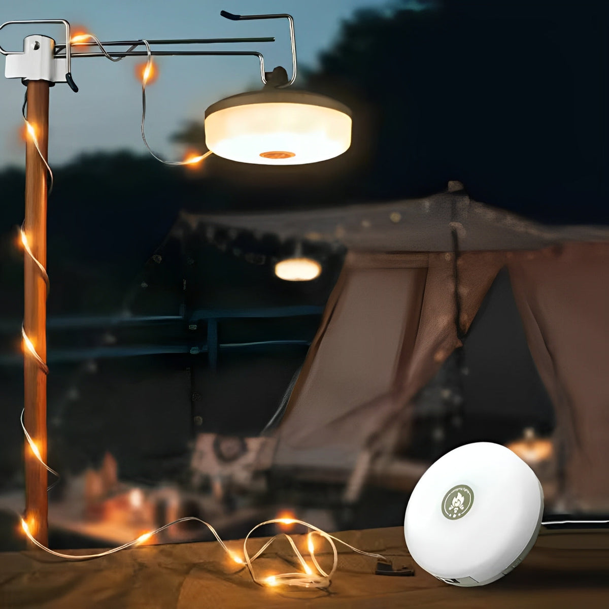 Tragbare LED-Camping-Lichterkette – USB-wiederaufladbare, wasserdichte Lichterkette für den Innen- und Aussenbereich (10 m)