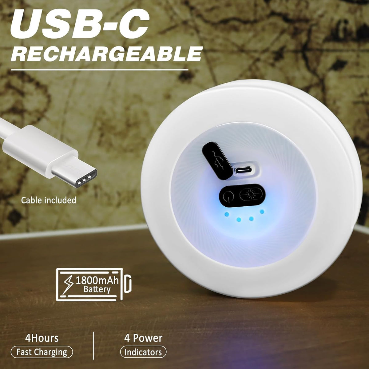 Tragbare LED-Camping-Lichterkette – USB-wiederaufladbare, wasserdichte Lichterkette für den Innen- und Aussenbereich (10 m)