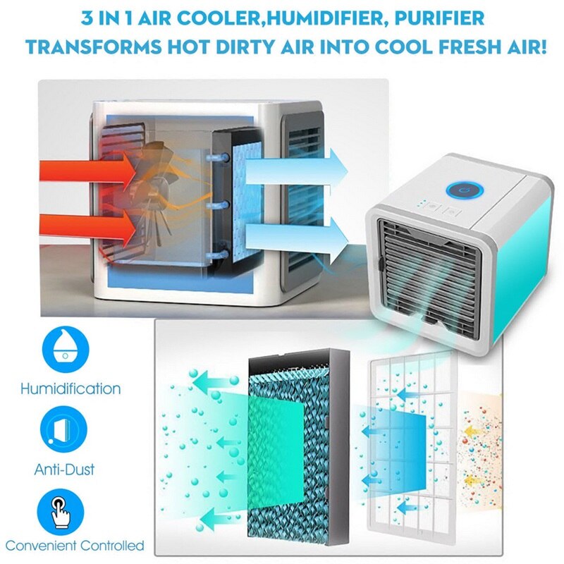 Tragbarer Luftkühler – 3-in-1 Ventilator, Luftbefeuchter und Luftreiniger