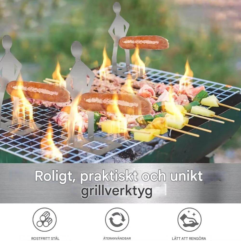 Tragbarer Wursthalter aus Edelstahl für Camping, Grillen und Picknick, 5 Stück