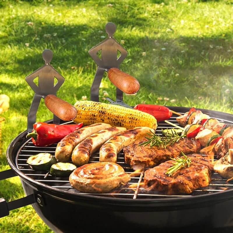 Tragbarer Wursthalter aus Edelstahl für Camping, Grillen und Picknick, 5 Stück