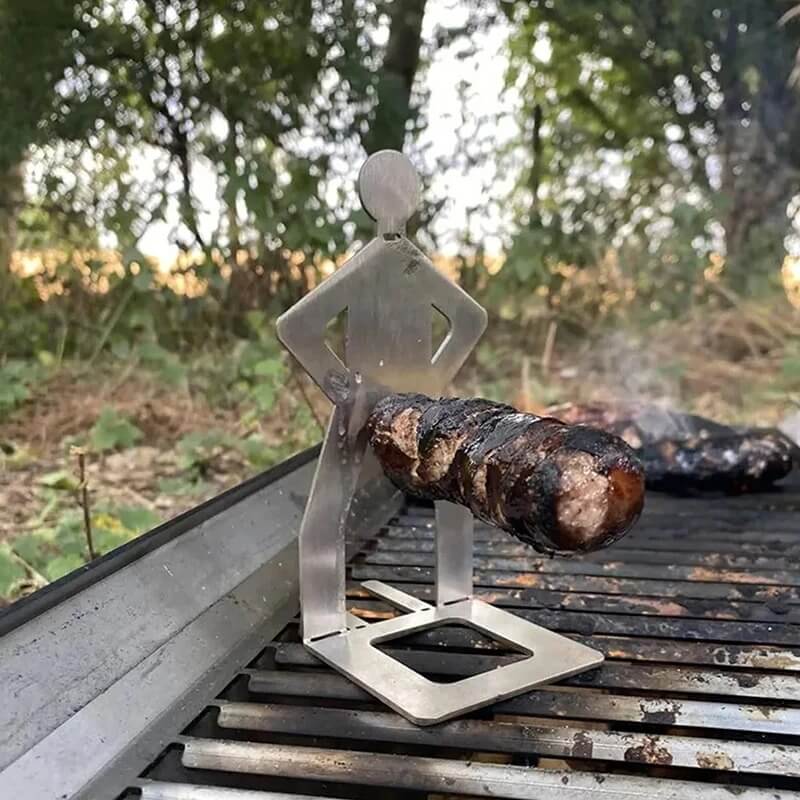 Tragbarer Wursthalter aus Edelstahl für Camping, Grillen und Picknick, 5 Stück