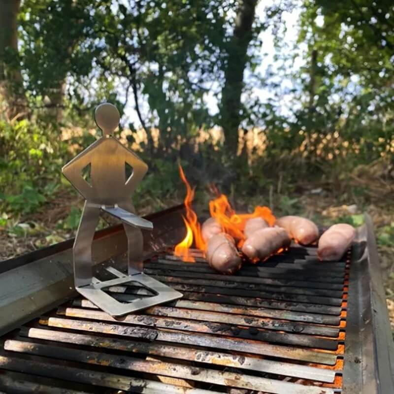 Tragbarer Wursthalter aus Edelstahl für Camping, Grillen und Picknick, 5 Stück